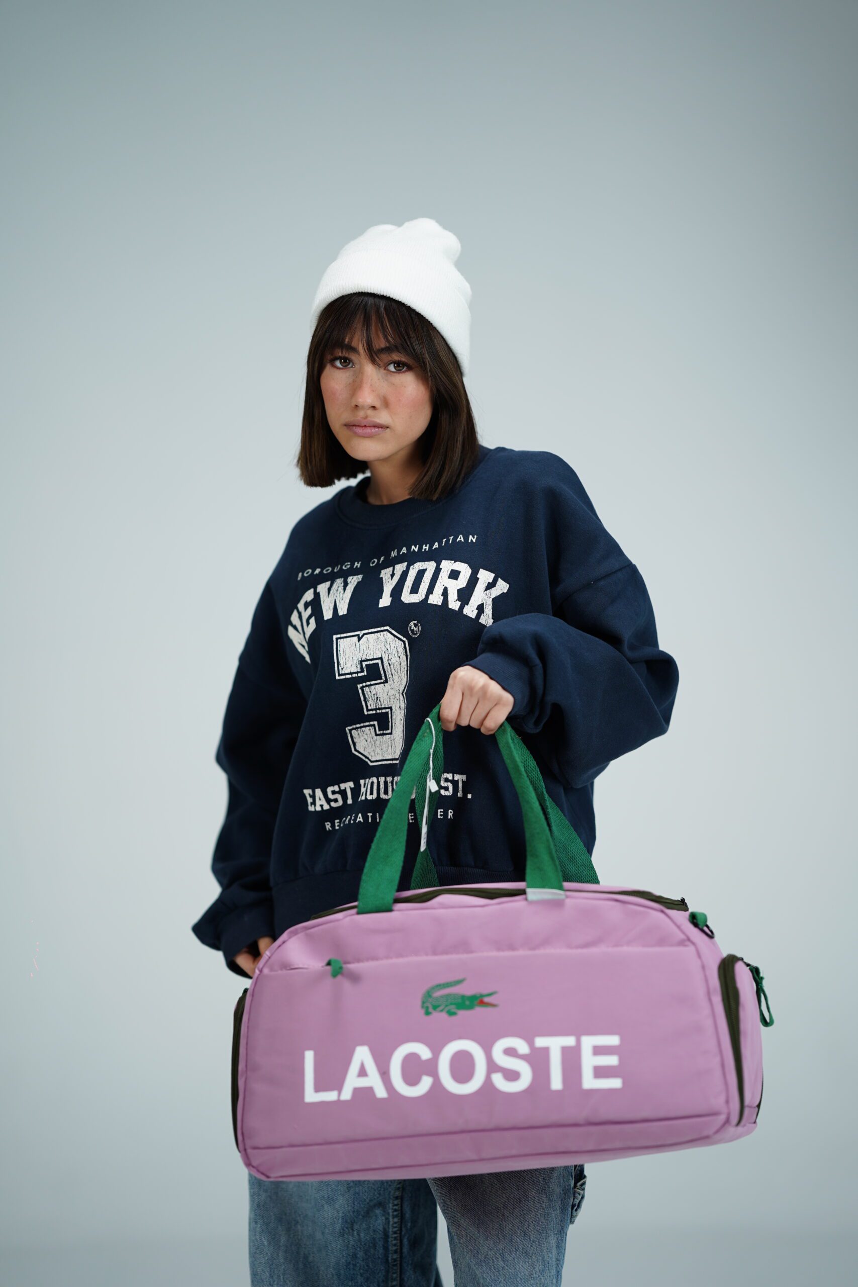 ساک ورزشی لاگوست ساک ورزشی زنانه لاگوست رنگ صورتی پررنگ/سبز زمردی